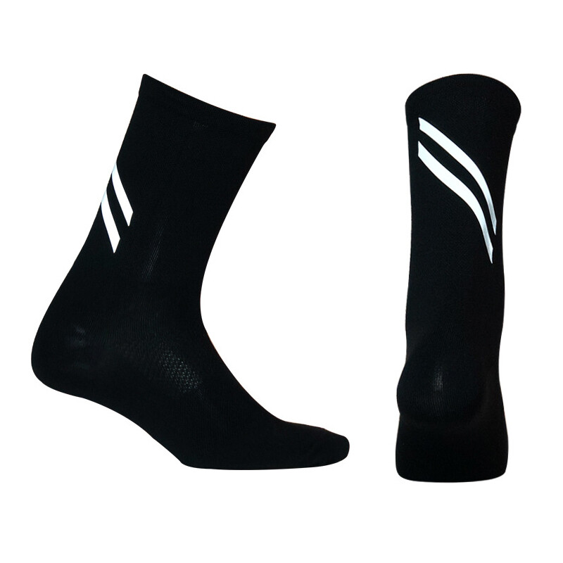 Reflective Road Cycling Socks Bicycle Bike Riding Sports Athletic Socks XC Black