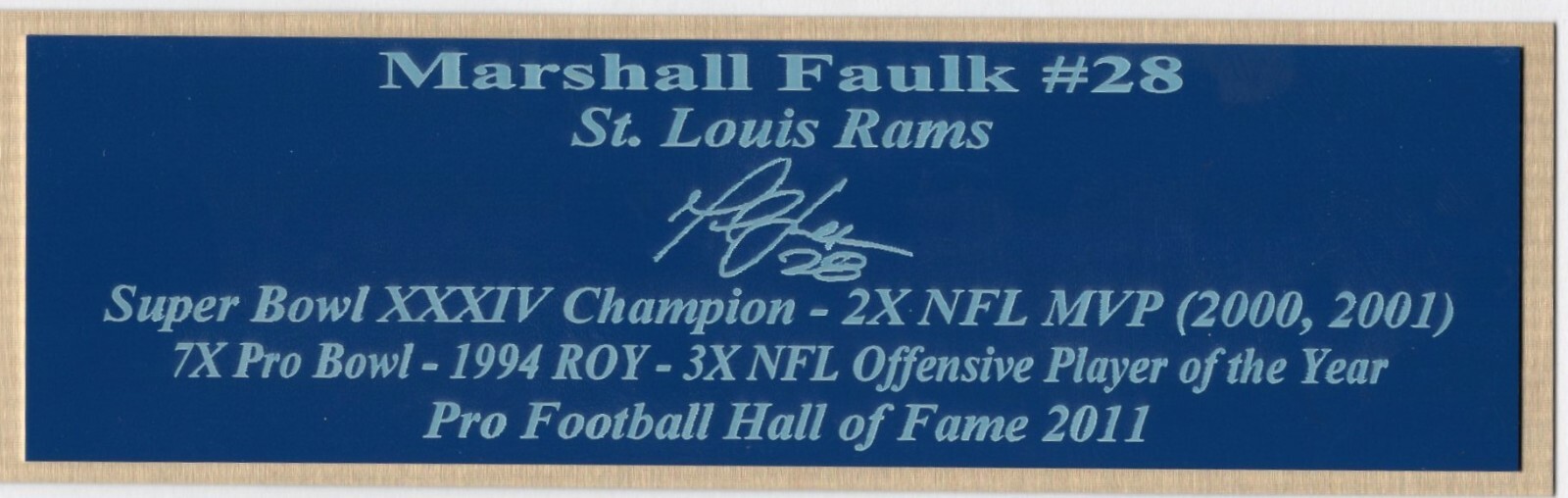 Marshall Faulk St. Louis Rams Autograph Nameplate Football Helmet Jersey HOF