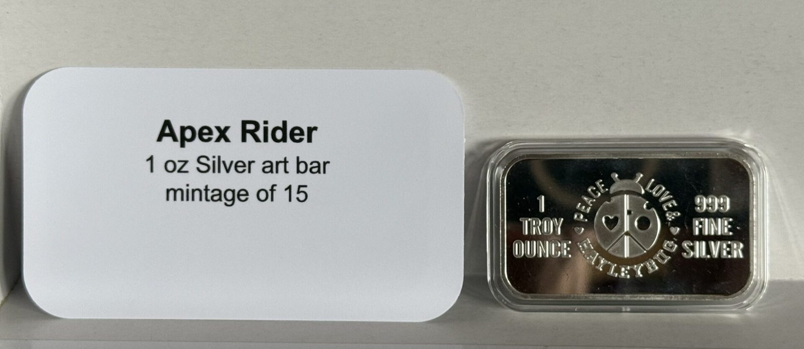 Hayleybug 1 oz Apex Rider Woman Dragon silver Art Bar with COA mintage 15