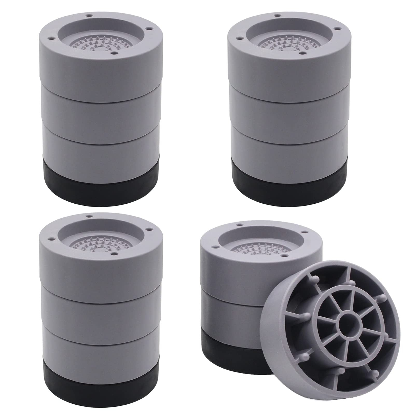 Adjustable Furniture Risers Set of 4, Heavy Duty Bed Lifts, Supports 1,300 lbs
