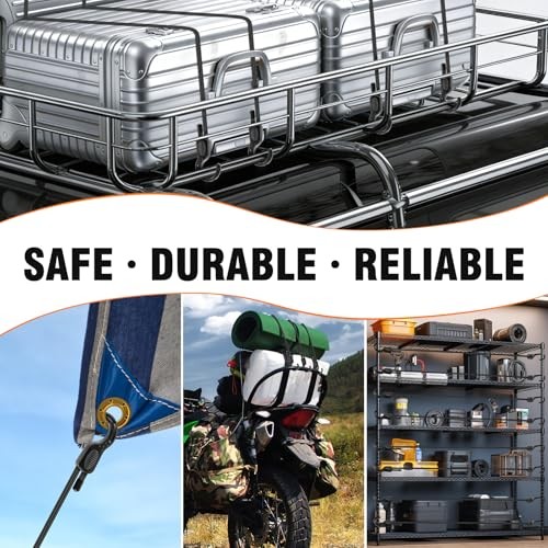 Adjustable Bungee Cords with Hooks 6 PCS Elastic Bungee Straps Easily 48 Inch