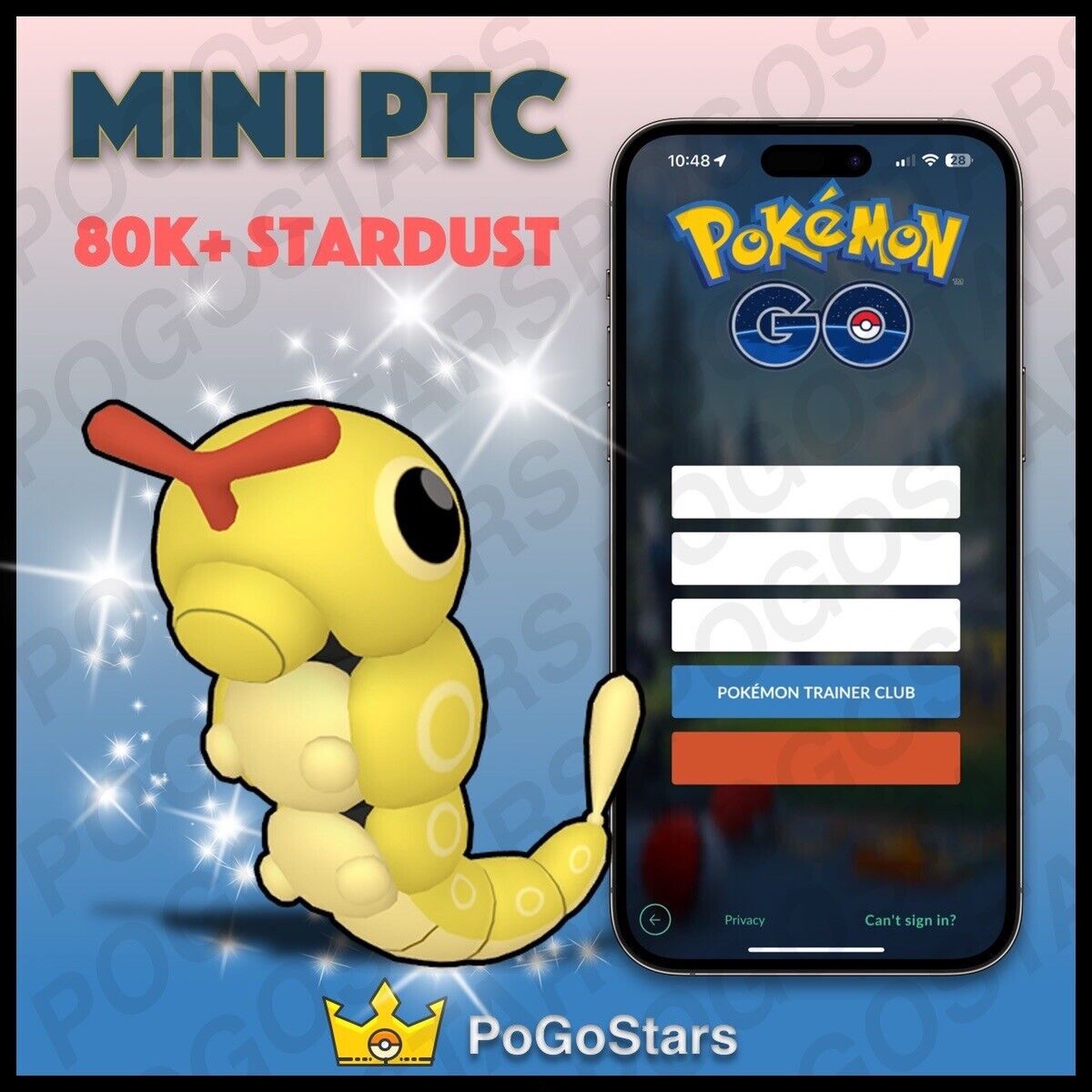 Pokémon PTC Go - Shiny Caterpie - 80K Stardust✨Read Description✨