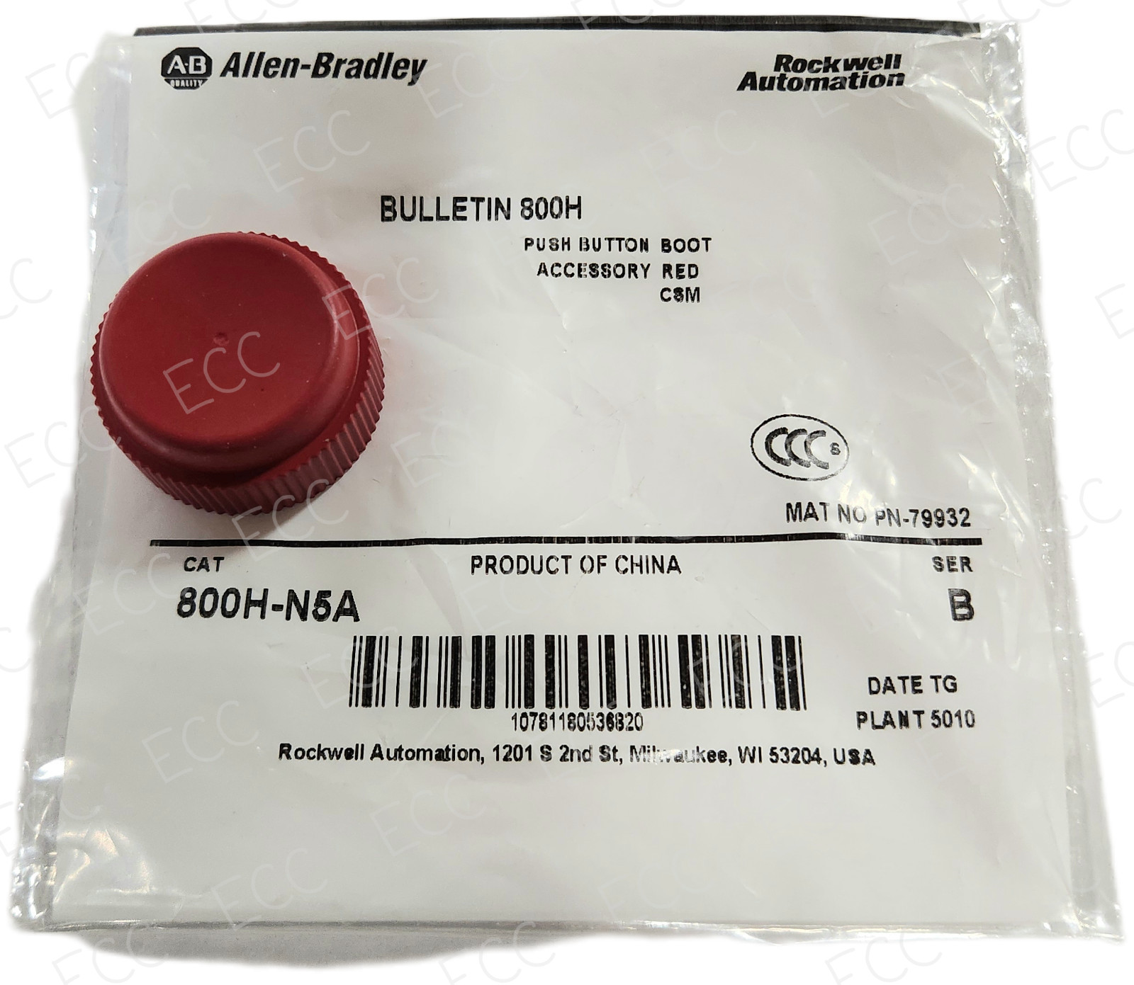 New Allen-Bradley 800H-N5A * Push Button Boot, Red