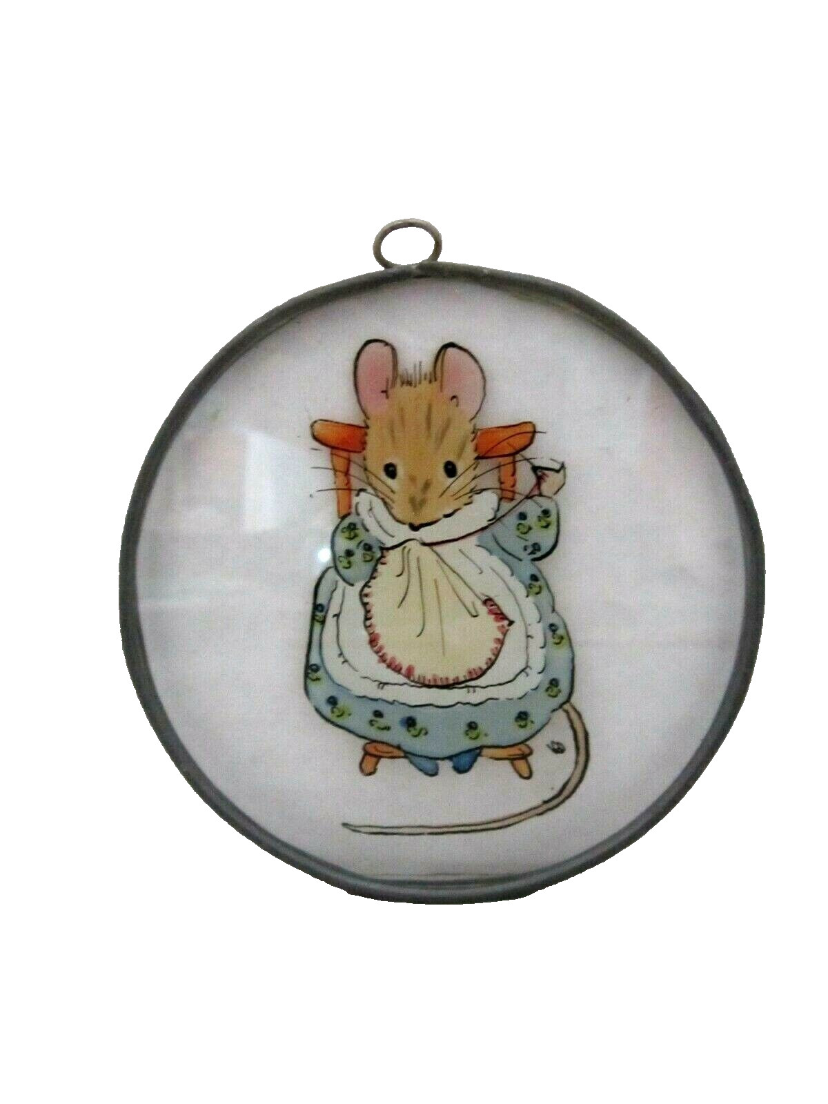 Beatrix Potter Hunca Munca Mouse Glass Suncatcher Window hanger Sewing. 4"