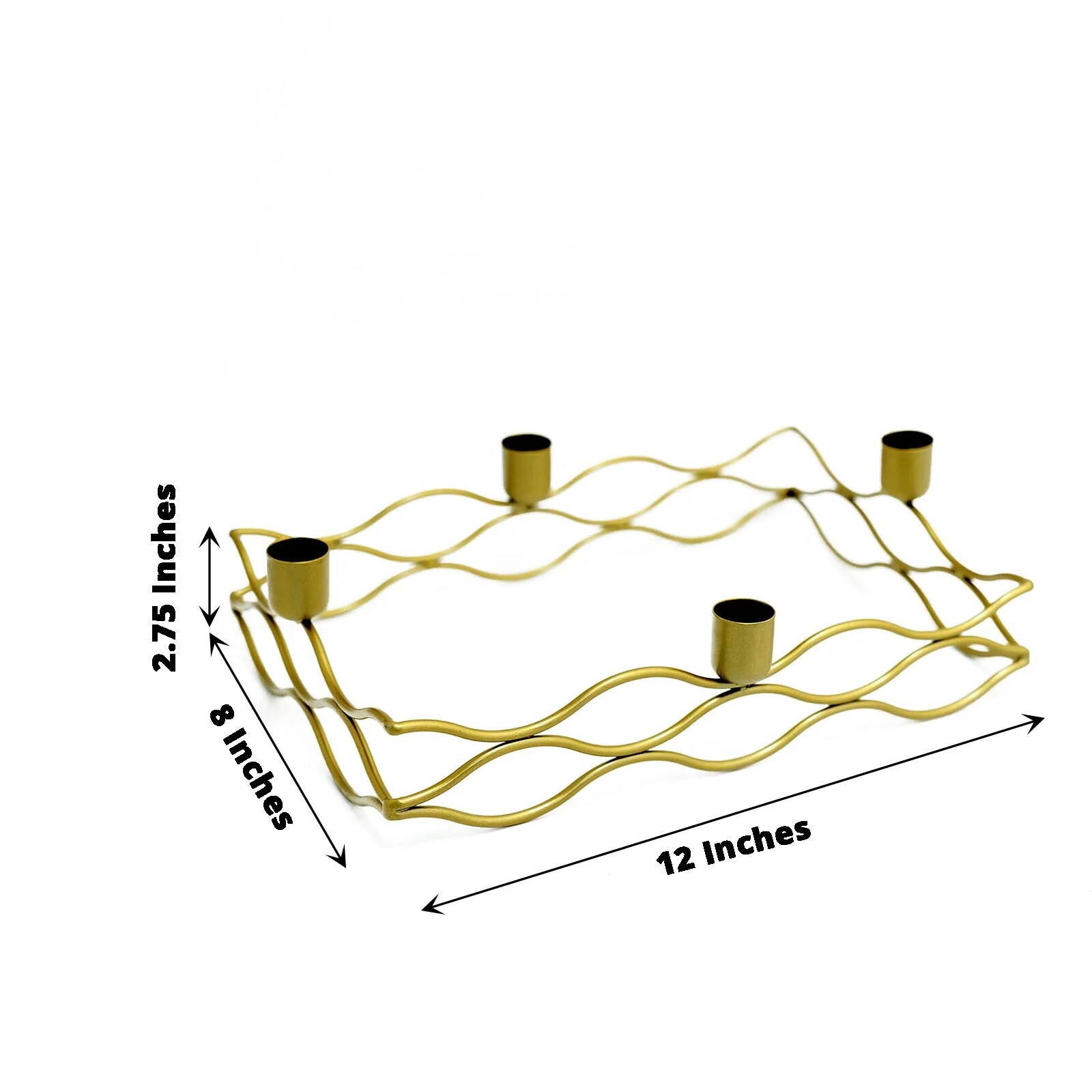 4 arm Gold Metal Rectangular Candelabra Taper Candle Holders Party Decorations