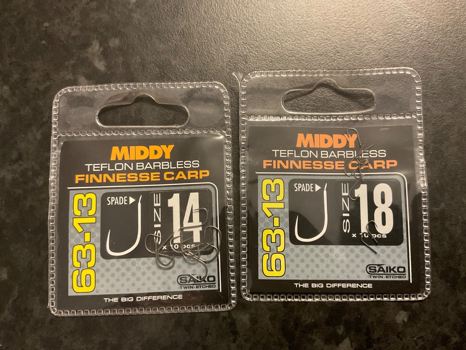 Middy Teflon Barbless Finesse Carp 63-13 Spade hooks