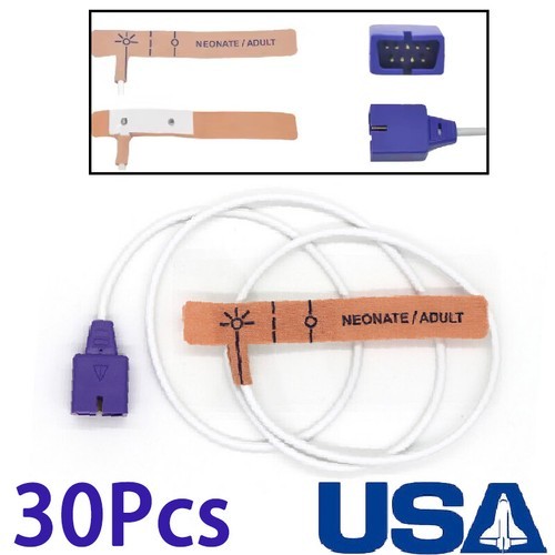 US 30PCS Neonate/ Adult Disposable SpO2 Sensor 9pin Fit for Nellcor MAX-P Oximax