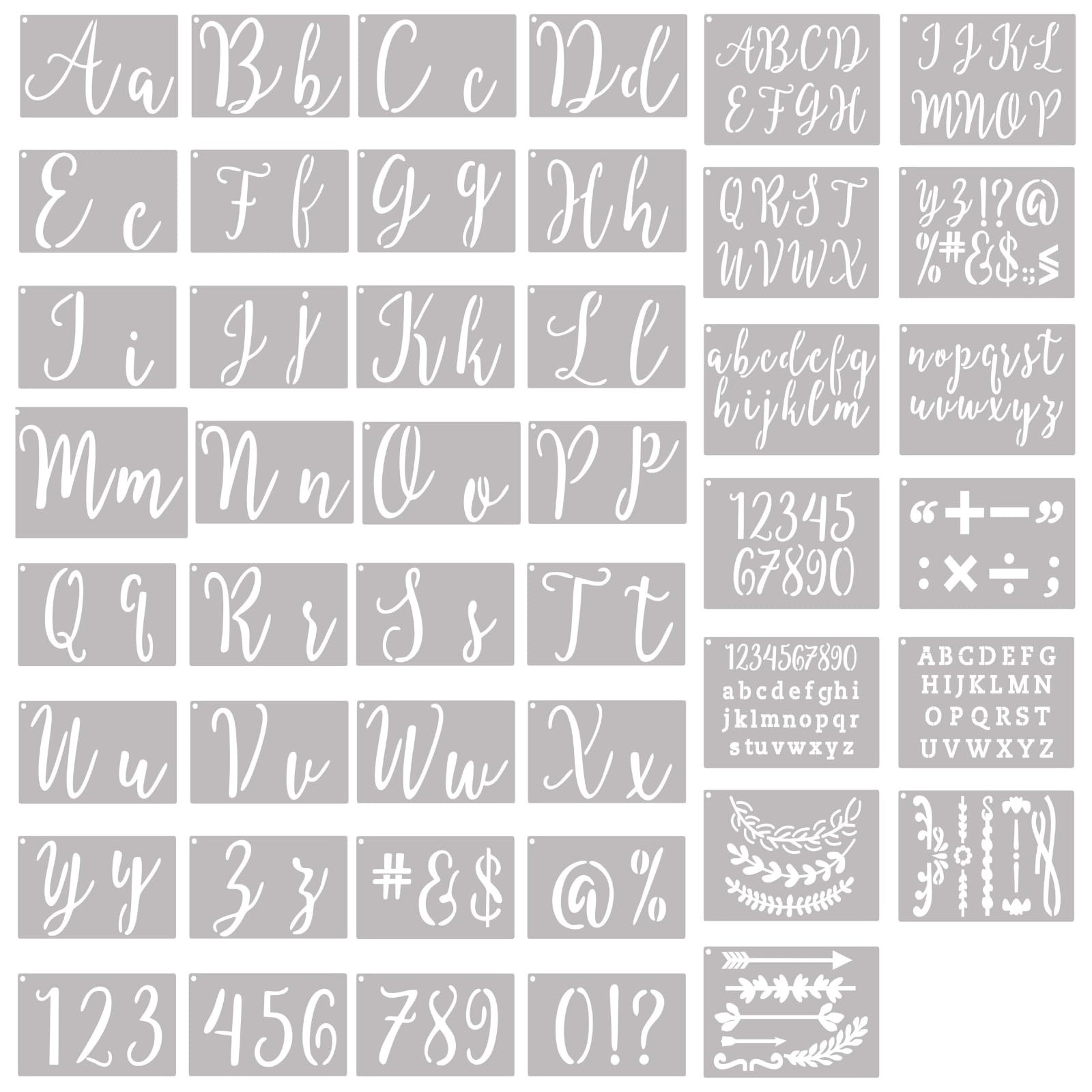 Stencils for Painting, 45 Pack, 4 Inch and 2 Inch Letter Stencils and Numbers...