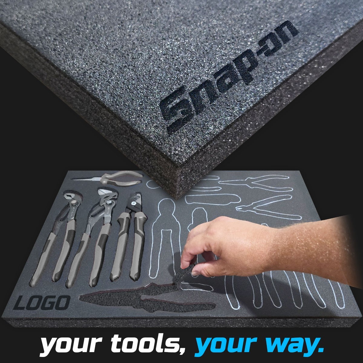 Snap-on DARK shadow foam tool tray insert storage organizer toolbox tool kit set