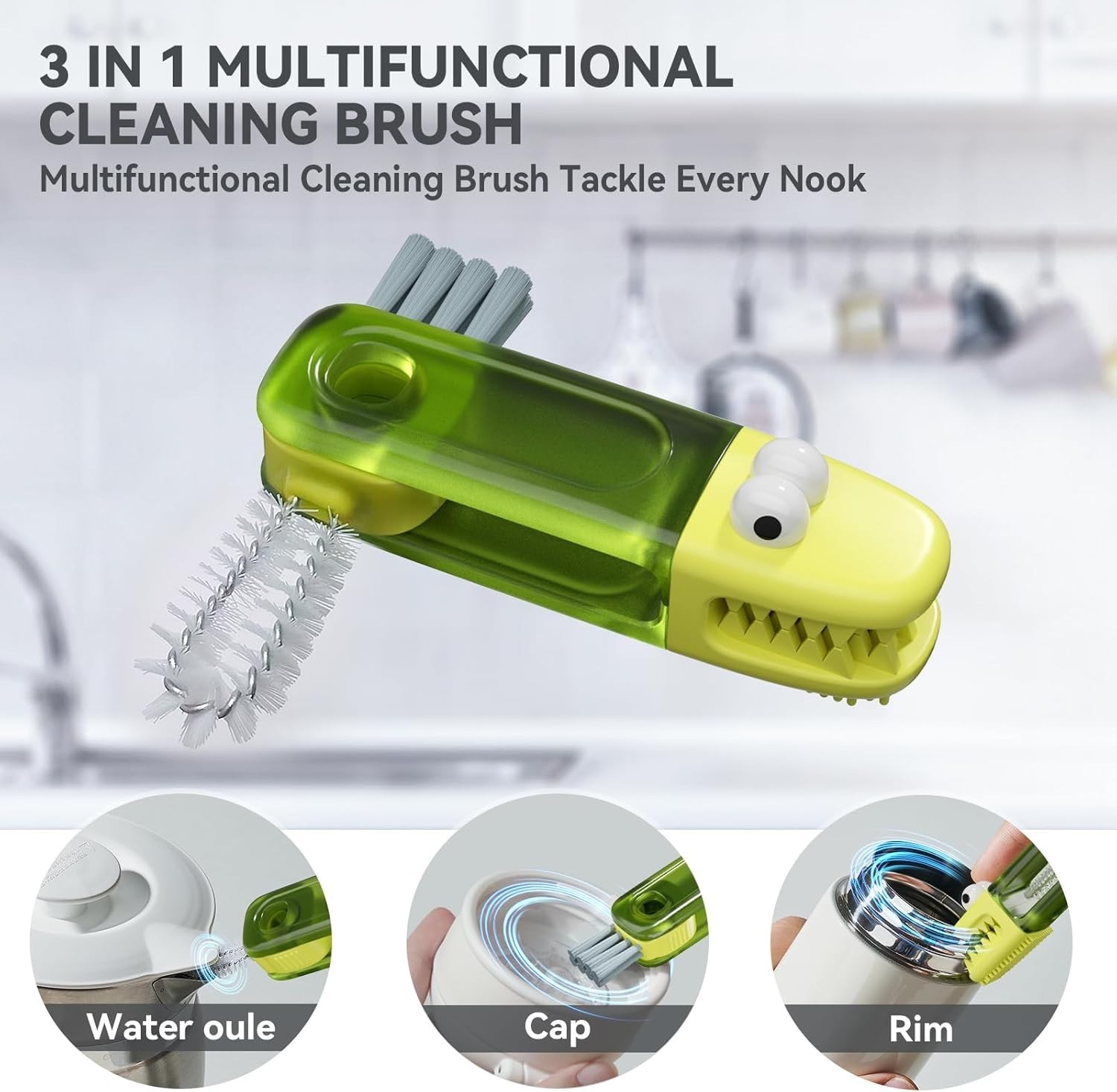 Cleaning Brush Set 3 in 1 Bottle Lid Gap Crevice Multiuse Brush Kitchen Tools