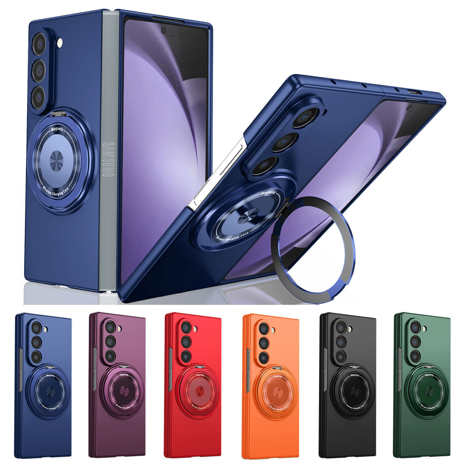 For Samsung Galaxy Z Fold 6/5/4/3 Magnetic 360° Ring Stand Case Mag Safe Cover