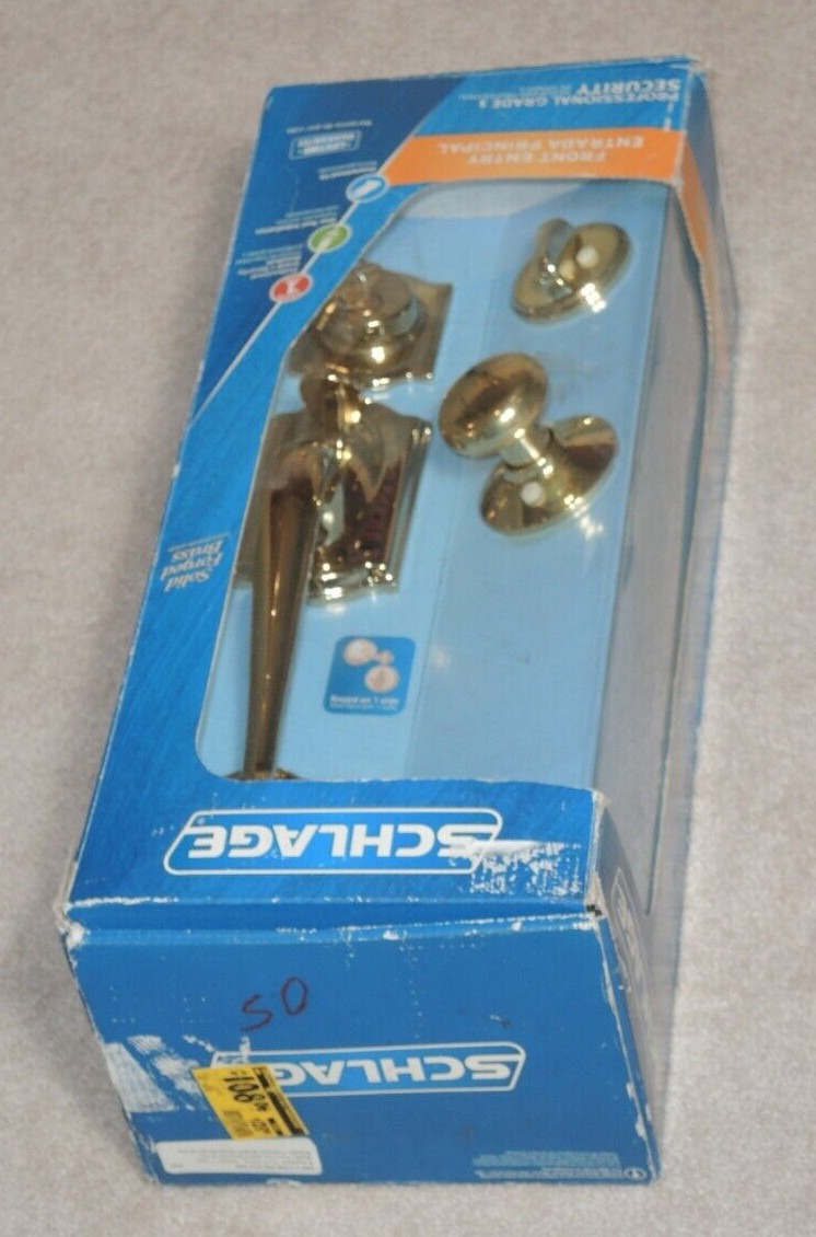 Schlage Front Entry Handleset F60 V CAM 505 PLY 605 Plymouth Ultima Brass NEW