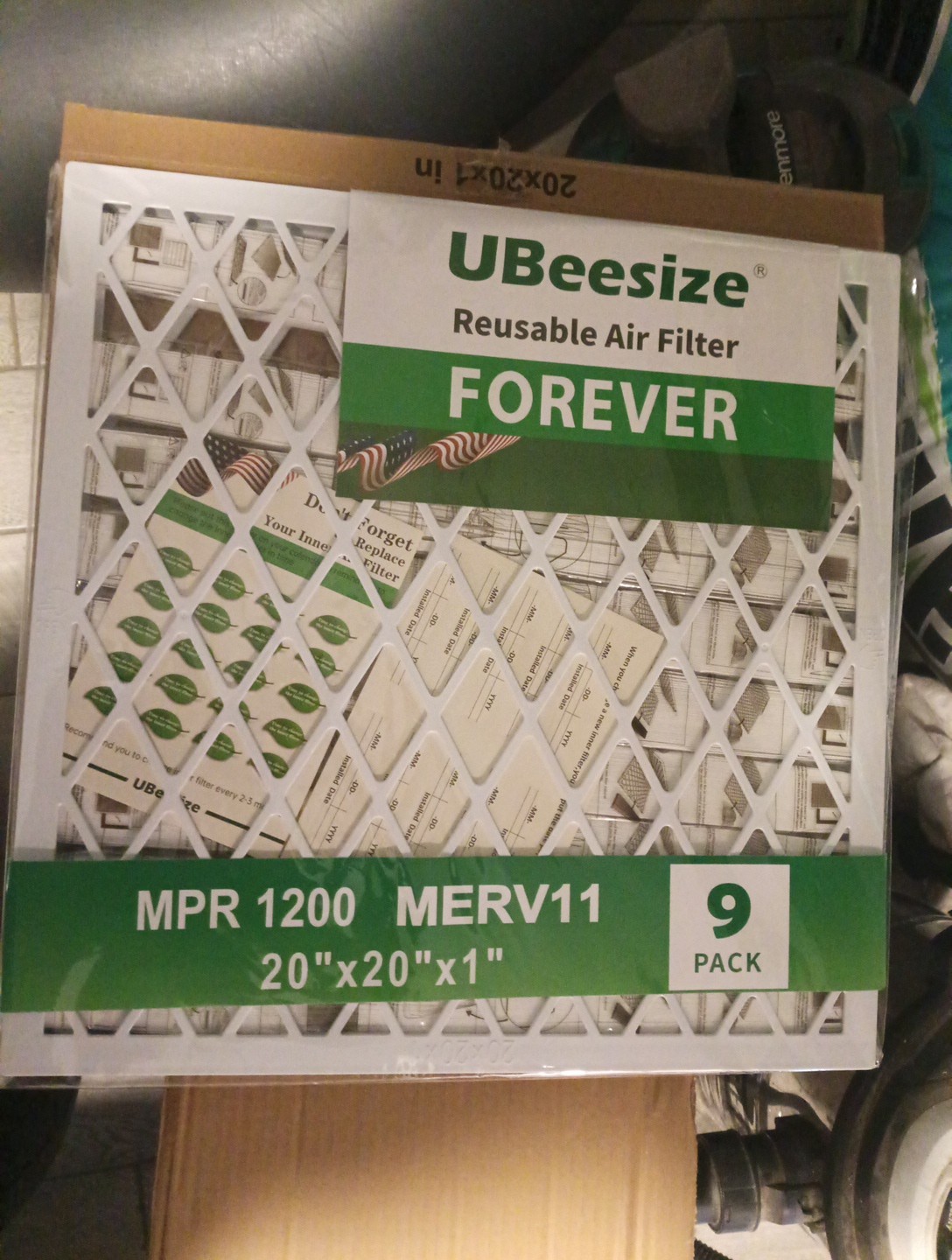 UBeesize Reusable Air Filter 20x20x1 MPR 1200 MERV11 9PACK