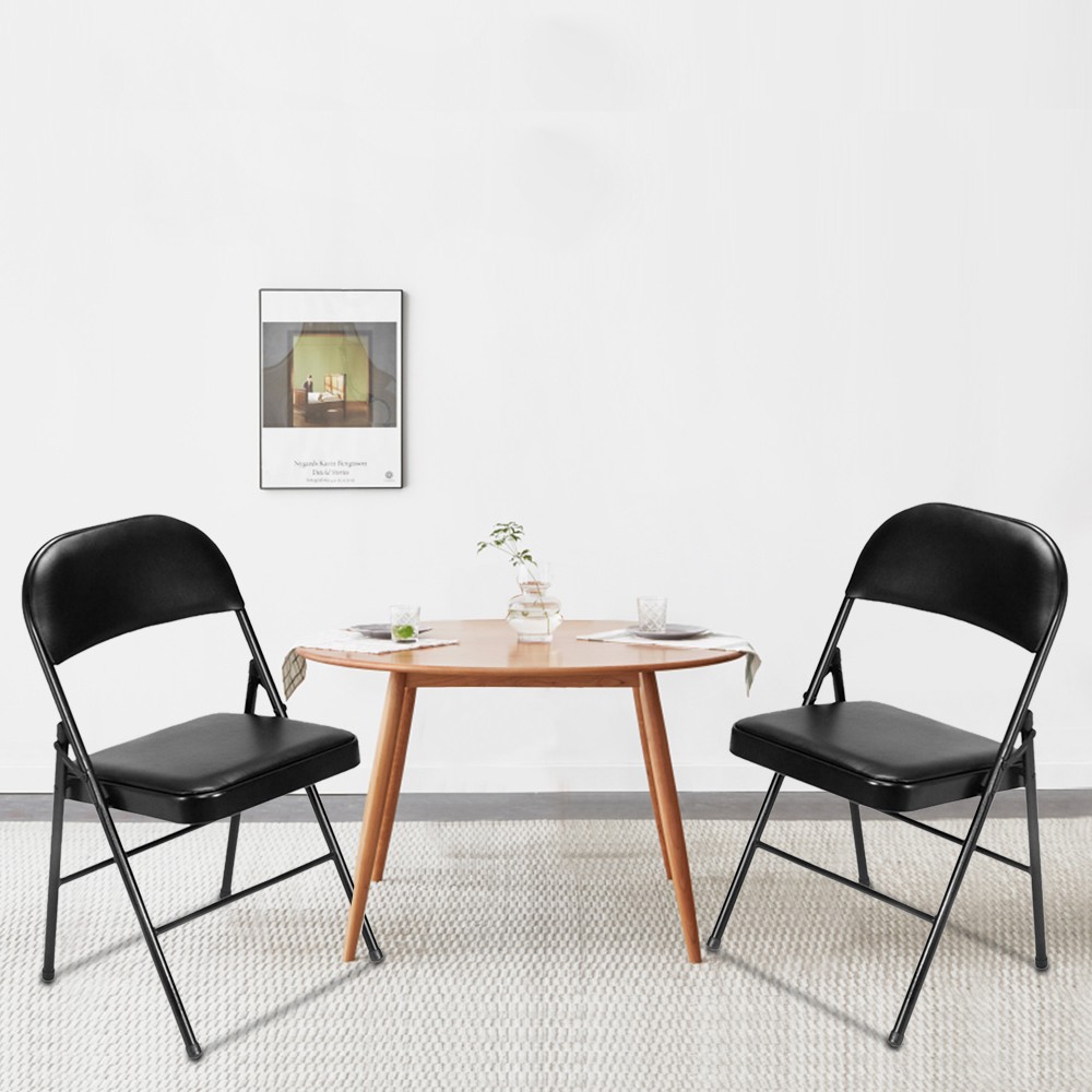 6pcs Elegant Foldable Iron & PVC Chairs for Convention & Exhibition Black
