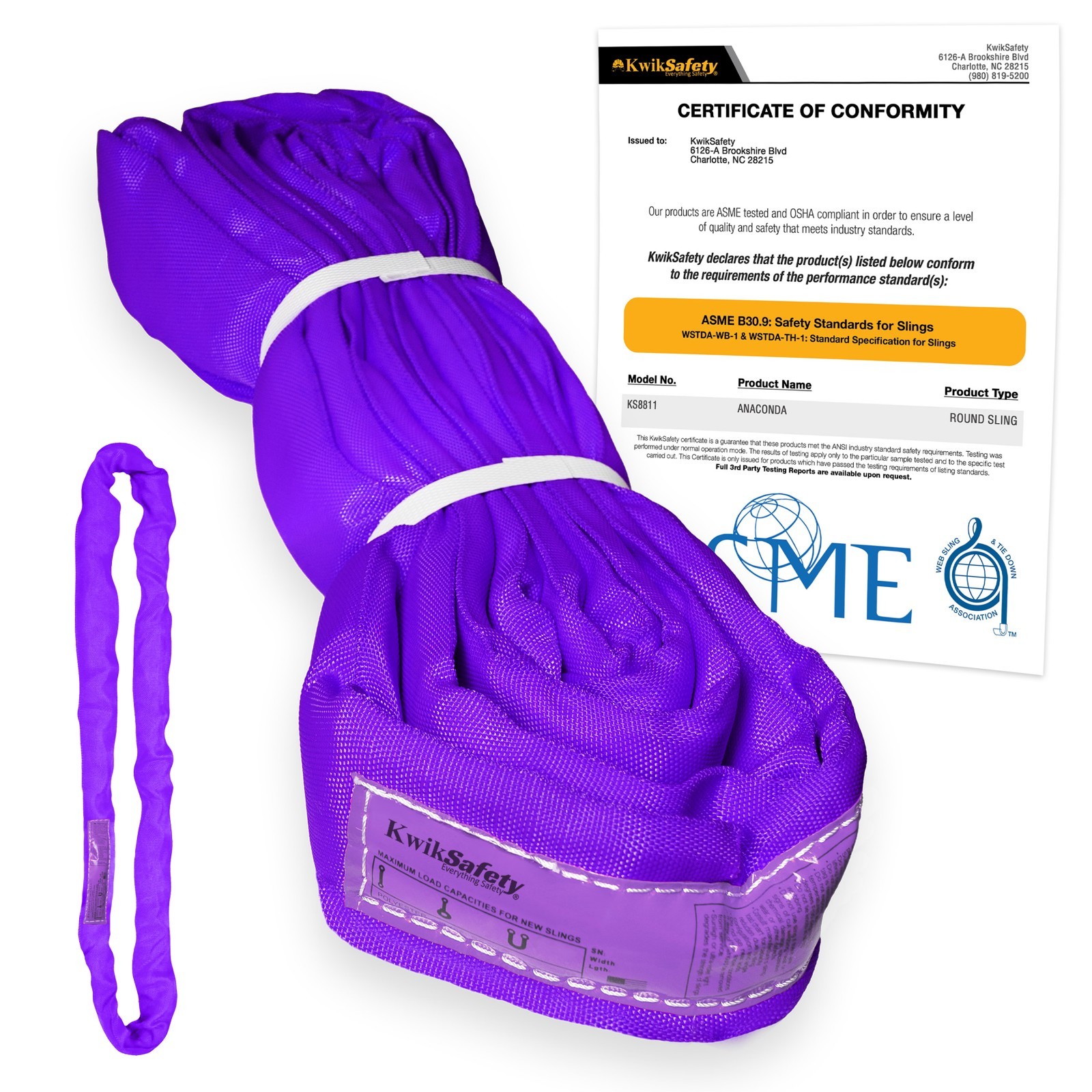 KwikSafety PURPLE ANACONDA Endless Round Loop Strap Lifting Rigging Sling