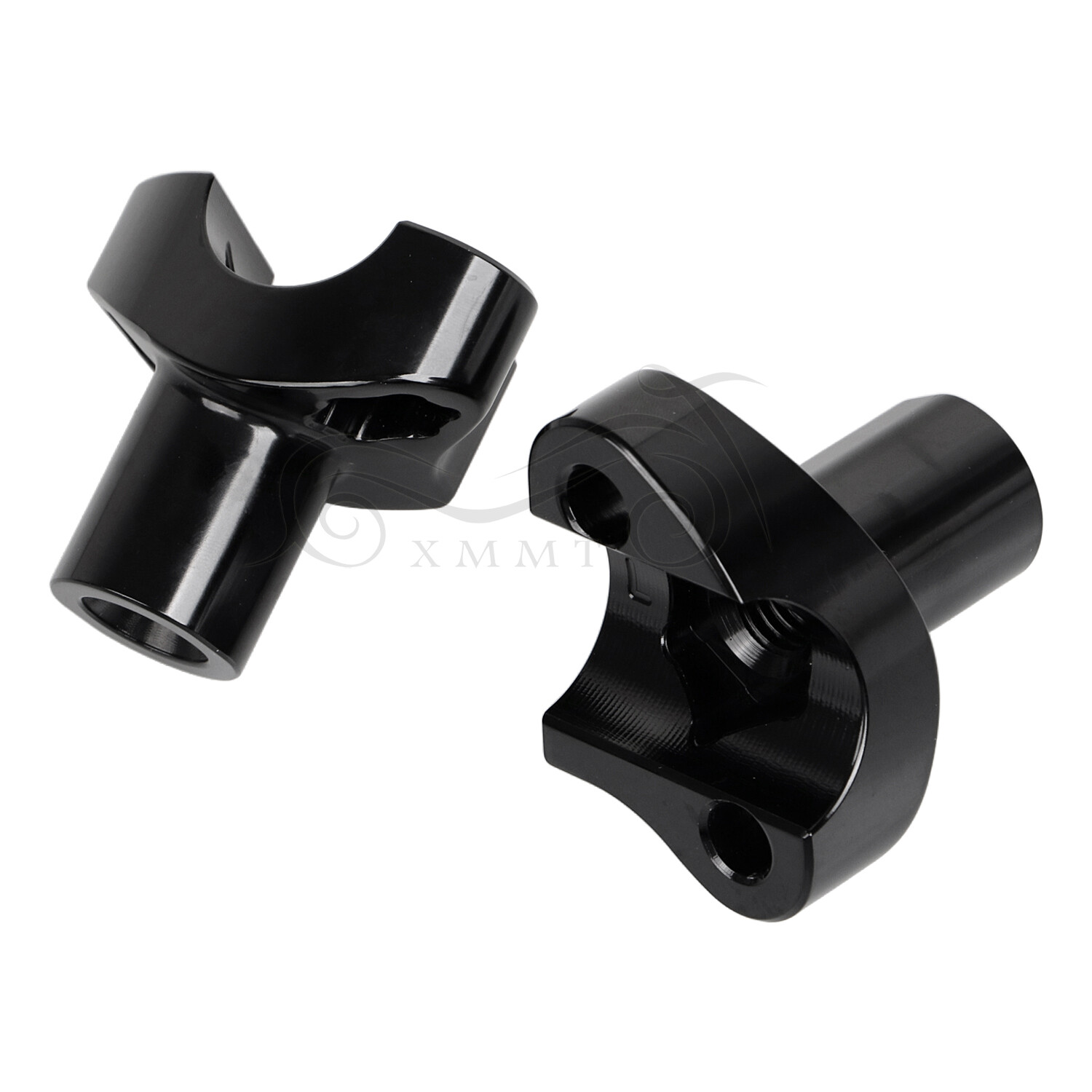 Black 1" Handlebar 2” Risers For Harley Dyna Street Bob Softail Sportster XL 883