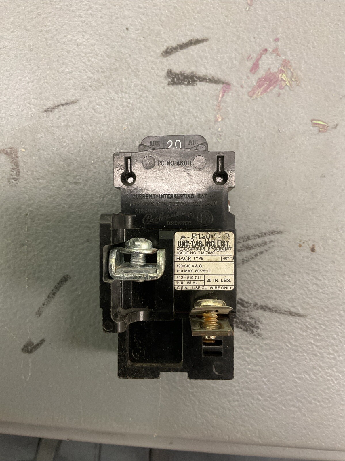 PUSHMATIC P120 BREAKER 20A, Single Pole- ECS