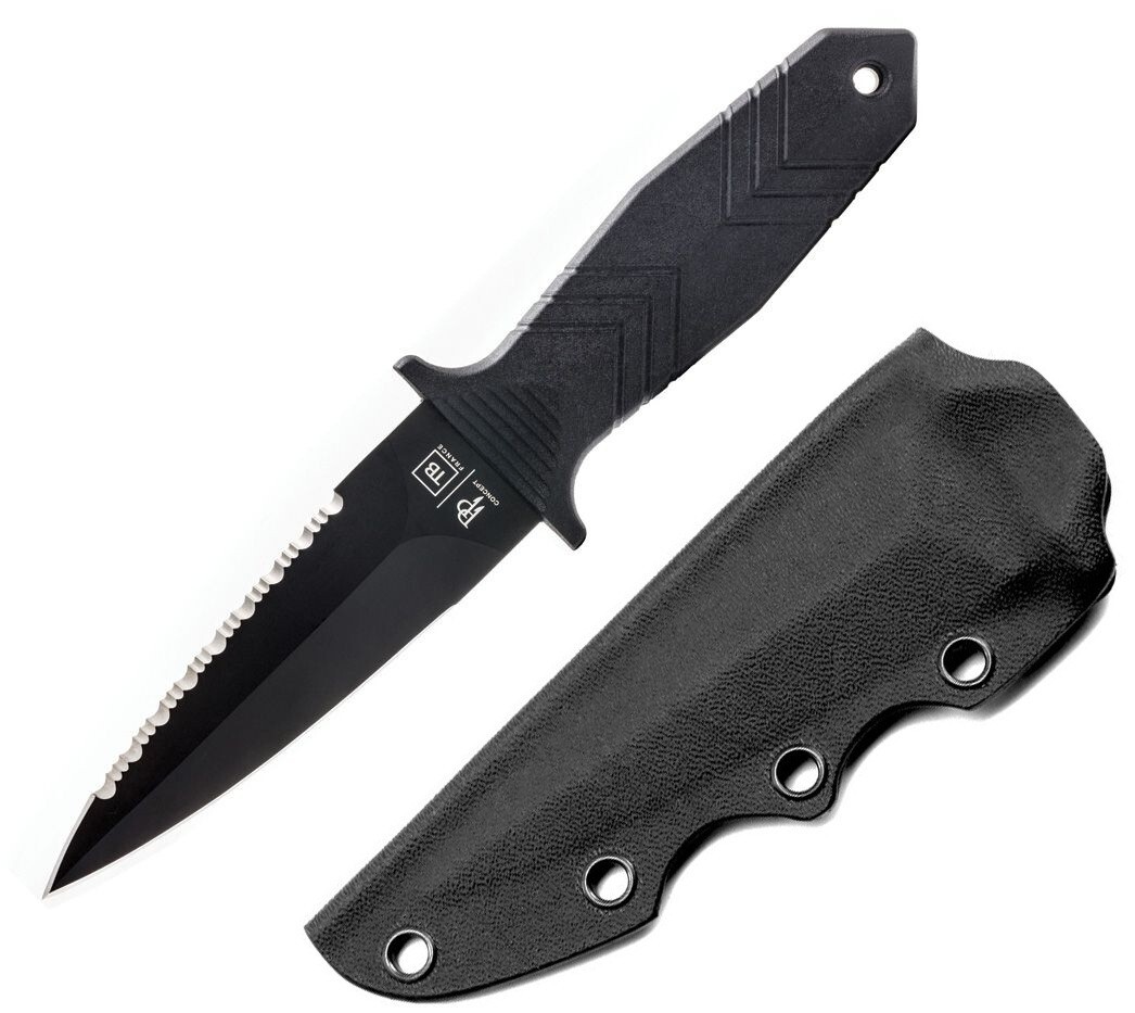 TB Outdoor Protecteur Fixed Dagger 4" Part Serrated MOX Steel Blade PA6 Handle