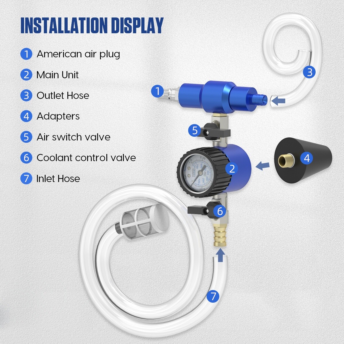 Coolant Vacuum Refill Tools Cooling System Refiller Kit Radiator Pressure Gauge