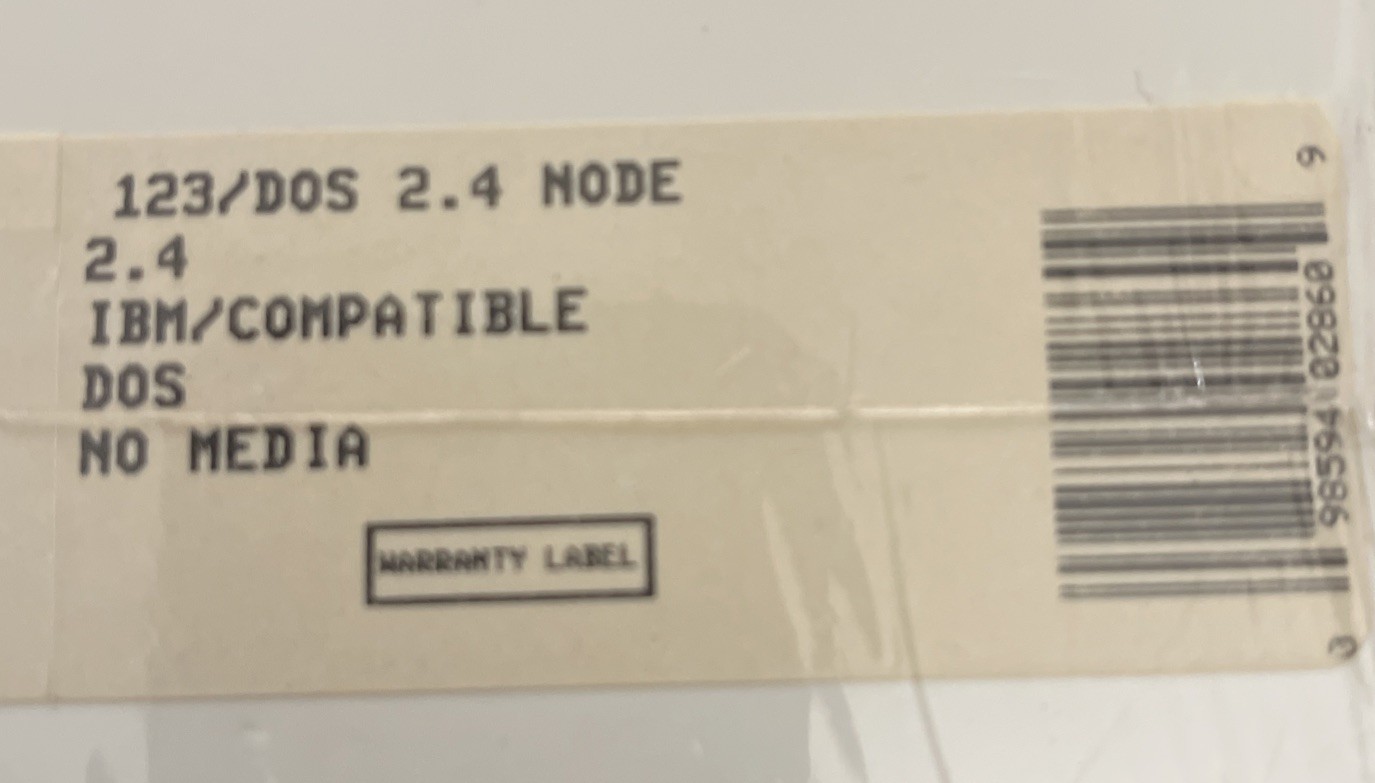 Lotus 1-2-3 For DOS Release 2.4. USA Node Edition-Network Version No Media New