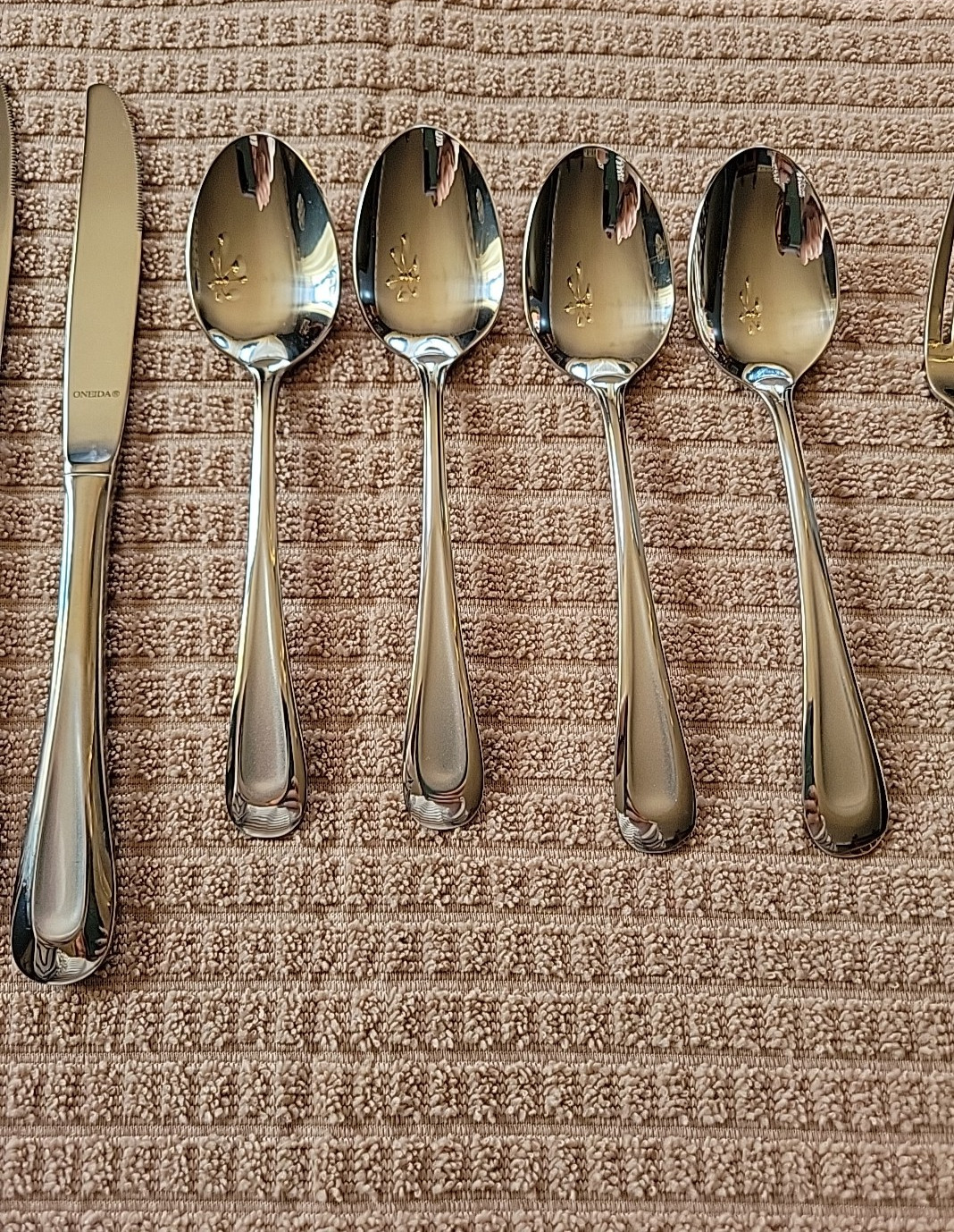 12 Pc Oneida Satin Sand Dune Stainless Flatware Set Dinner Forks Spoons Knives