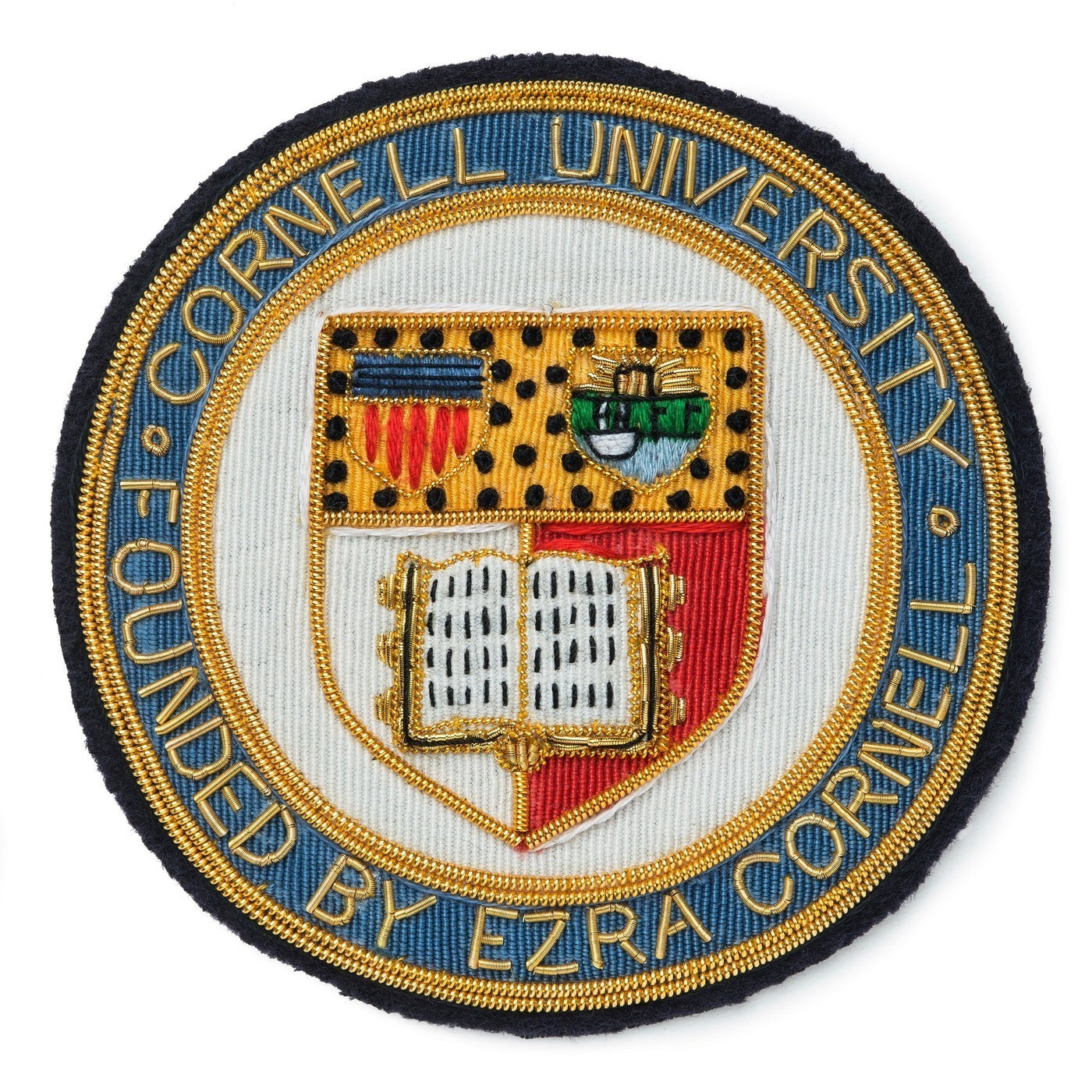 Cornell University Hand Embroidered Bullion Wire Blazer Badge, Royal Crest
