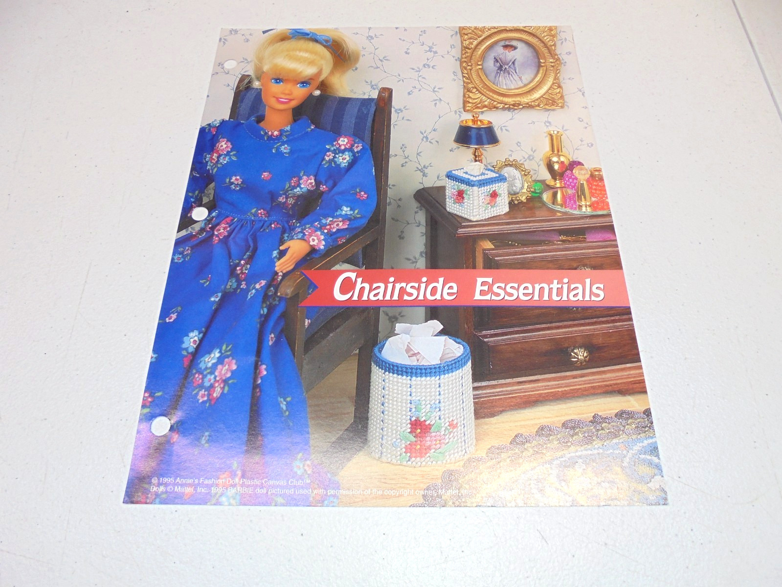 Tissue Holder Wastebasket Plastic Canvas Pattern for Fashion Dolls