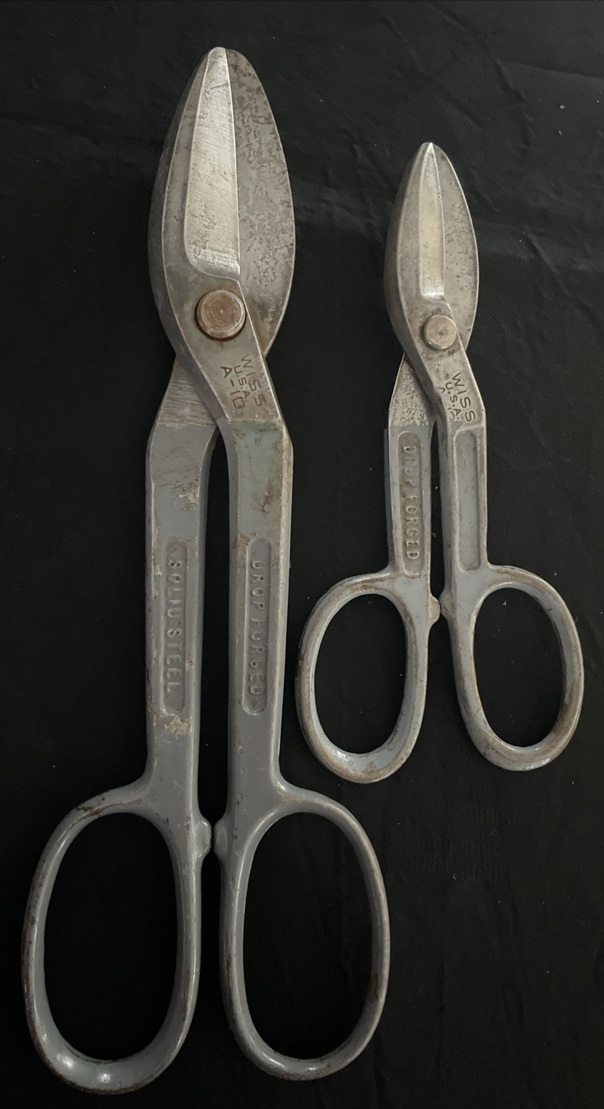 Lot of 2 WISS USA Tin Snips Sheet Metal Tools A-10 (11") & A-13 (7") | FREE S&H