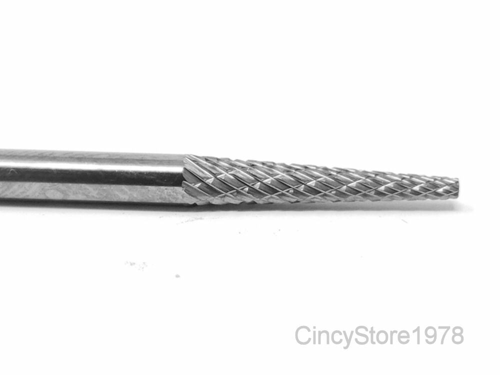 SM43D Cone SOLID Carbide Burr Bur Cutting Tool Bit 1/8" for Die Grinder