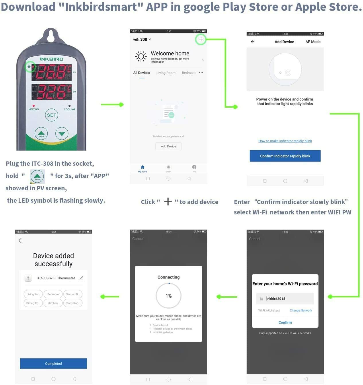 Inkbird ITC-308 WiFi Digital Thermostat Pre-Wired Temperature Controller Brewing