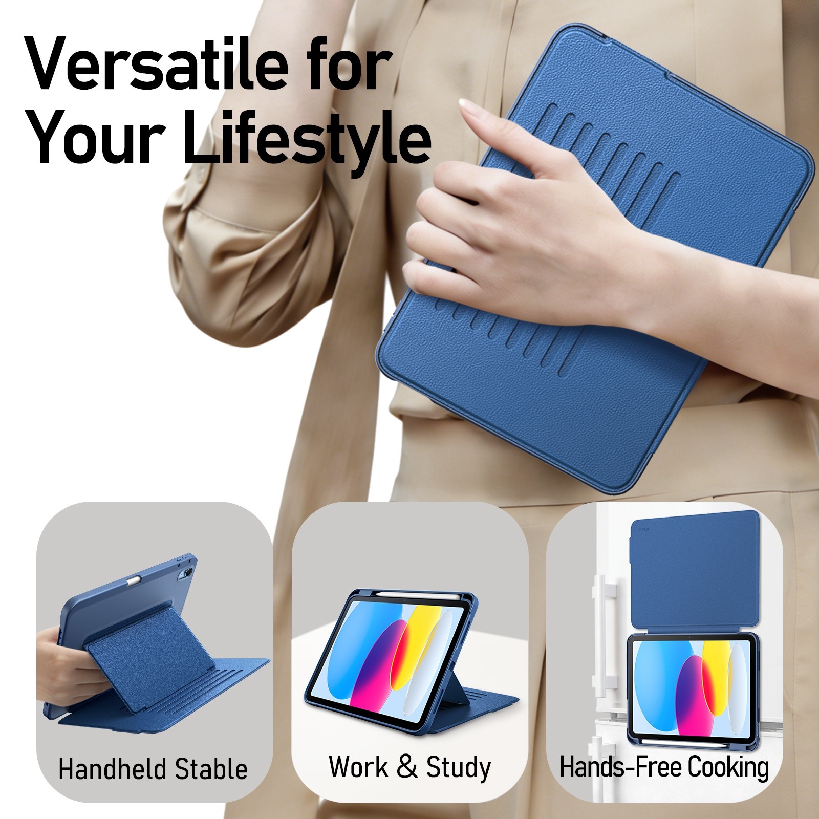 Multi-Angle Stand Case for iPad (A16) 11th/10th Generation, Ultra-Stable Support