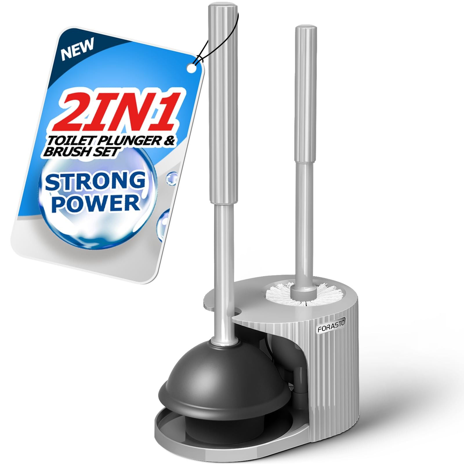2 in 1 Plunger and Brush Set,Extended Handle Plunger,Bowl Brush Plunger Set,B...