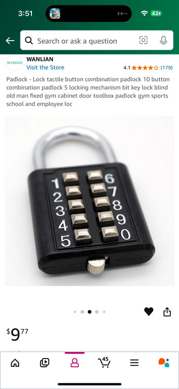 MroMax 1Pcs 10-Digit Combination Padlock Push Button Lock for Locker Gym, Case,