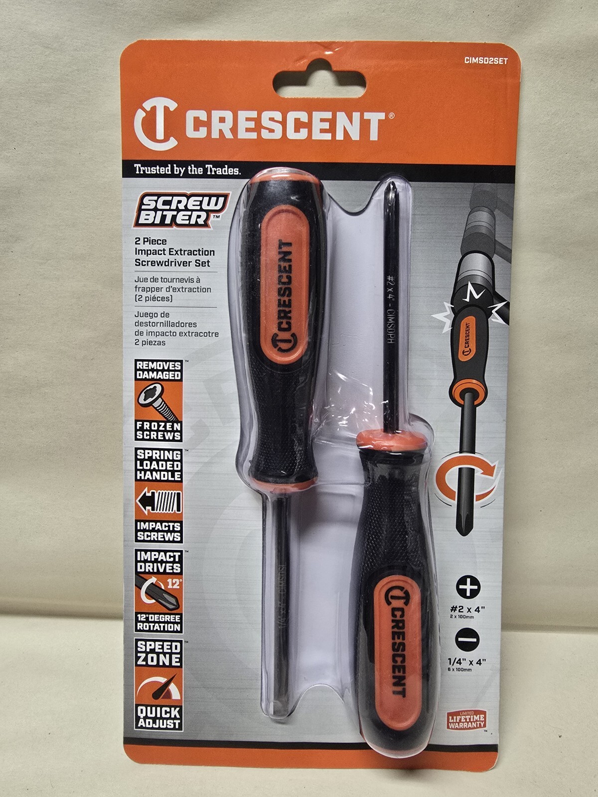 Crescent 2 Pc Impact Extraction Screwdriver Set Screw Biter