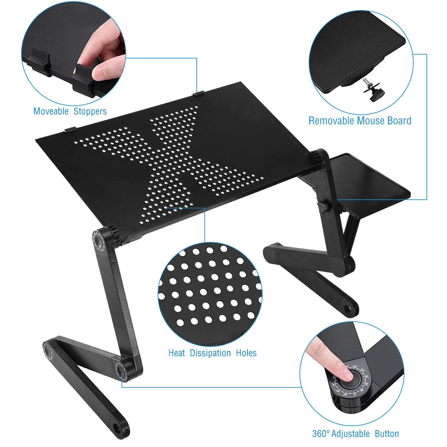 Foldable Laptop Table Stand Lap Sofa Bed Tray Computer Notebook Desk Adjustable