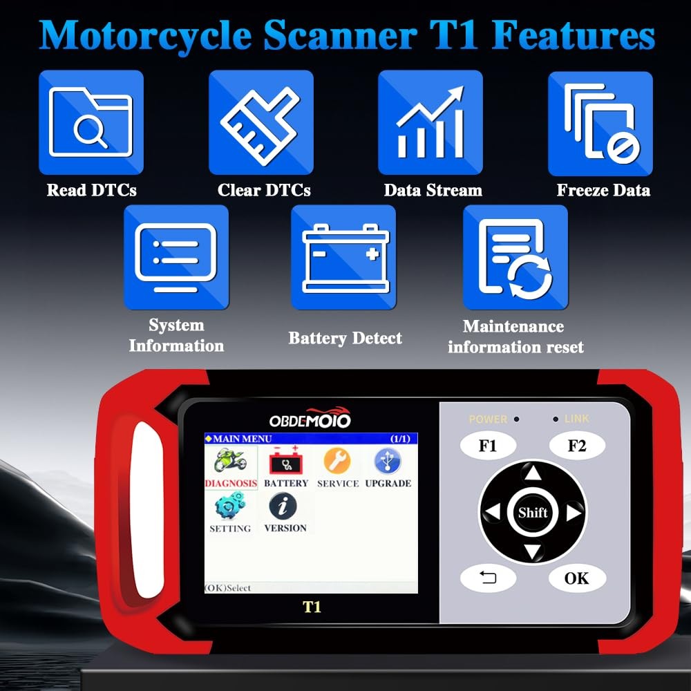 Motorcycle OBD Code Reader ABS ECU Scan Service Reset for Honda, Suzuki, CFMOTO