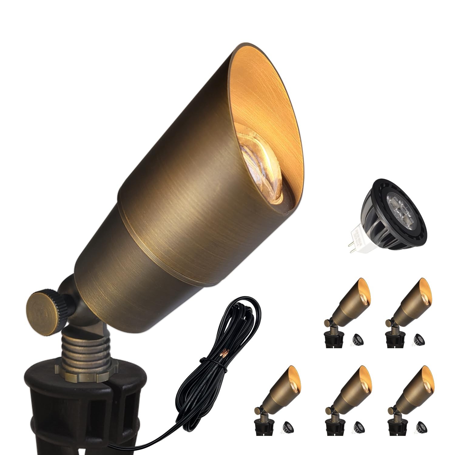 COLOER Brass Landscape Spotlights, 6 Pack Spot 6 pack with bulb, Bronze(101B)