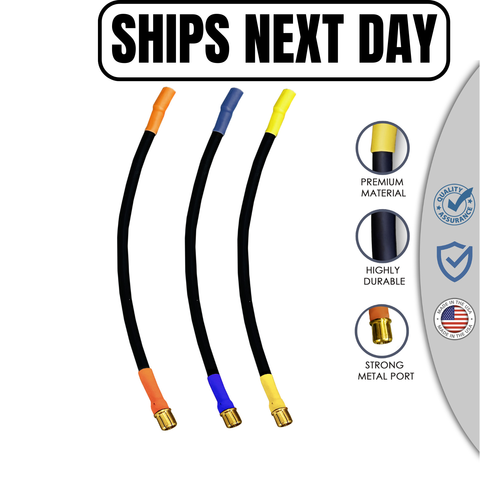 8MM Male to 6.5MM Female ESC Extension Leads 10AWG 6" Long - FREE Shipping