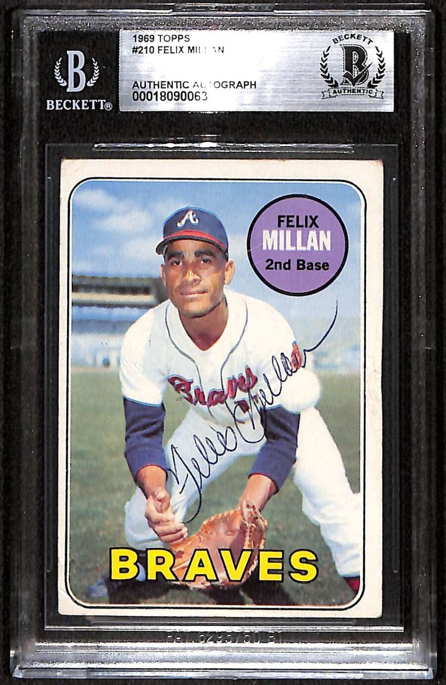 1969 Topps 210 Felix Millan  BGS Auto Autographed BAS Authentic C101110