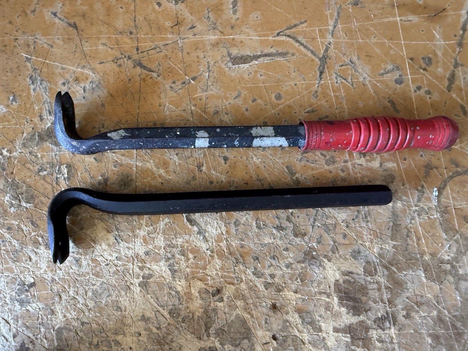 Vintage Stanley & Craftsman Pry Bar Trim Bar Nail Puller Lot of 2 USA Red Handle
