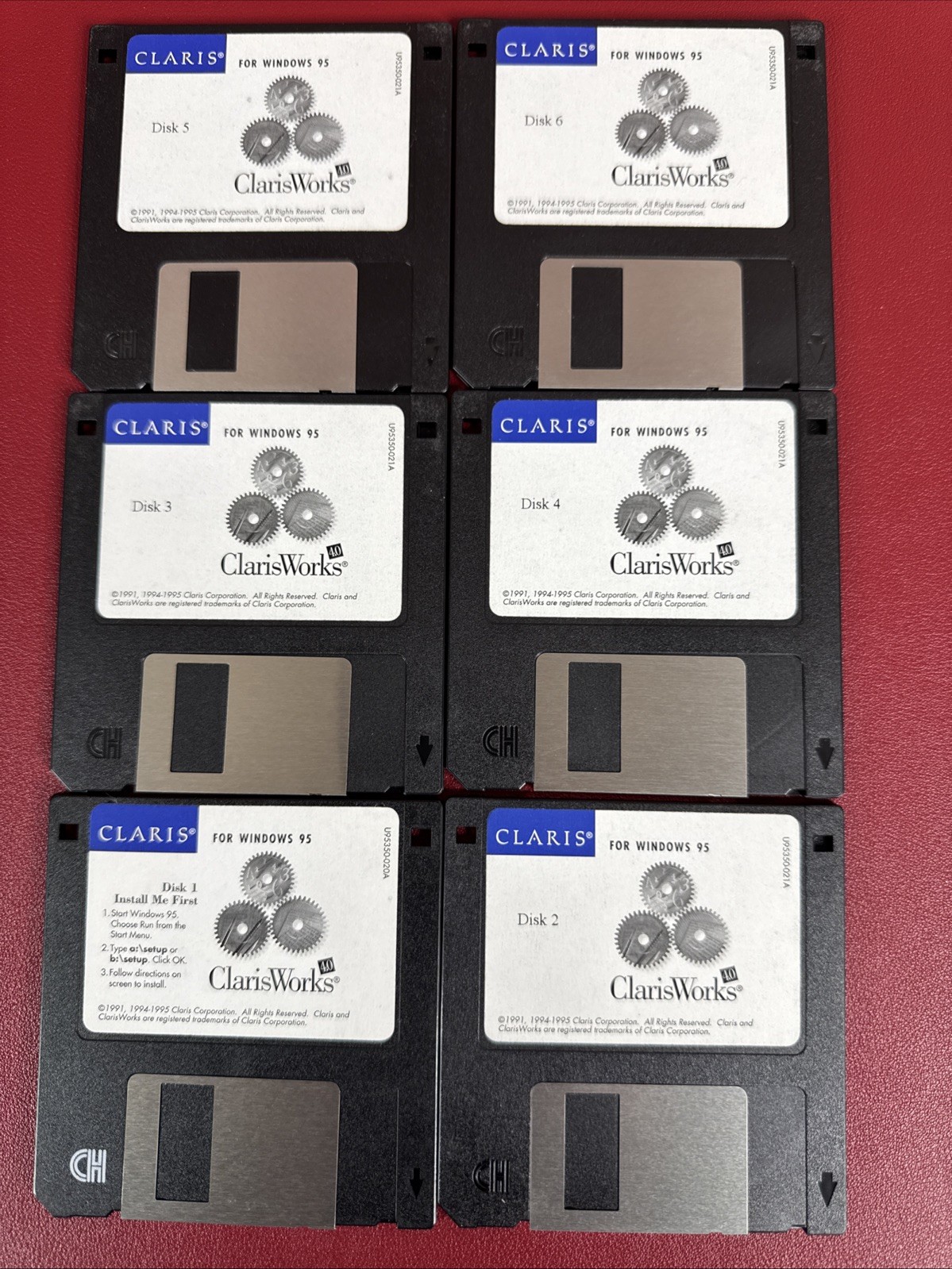 ClarisWorks Windows  3.5” Floppy Disk Complete Set Disks 1-6