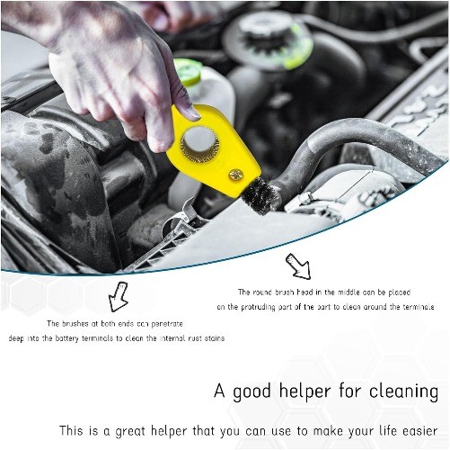 2-Piece Car Battery Terminal Cleaning Brush, 4-in-1 Universal Anti-Rust Auto Bat