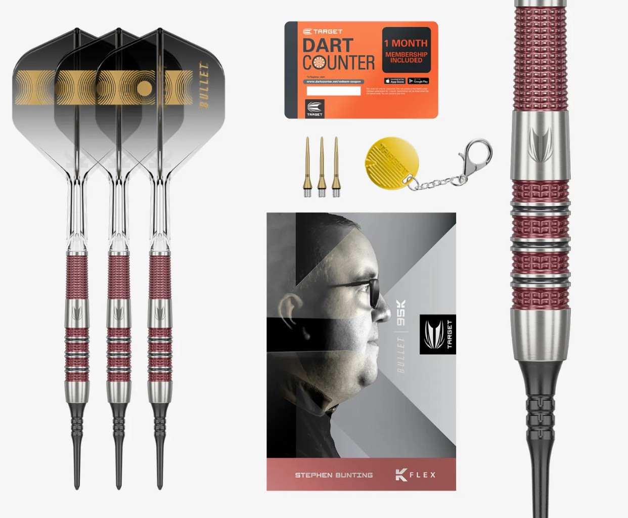 TARGET STEPHEN BUNTING 95K 19 GRAM 95% TUNGSTEN SOFT TIP DARTS 210391