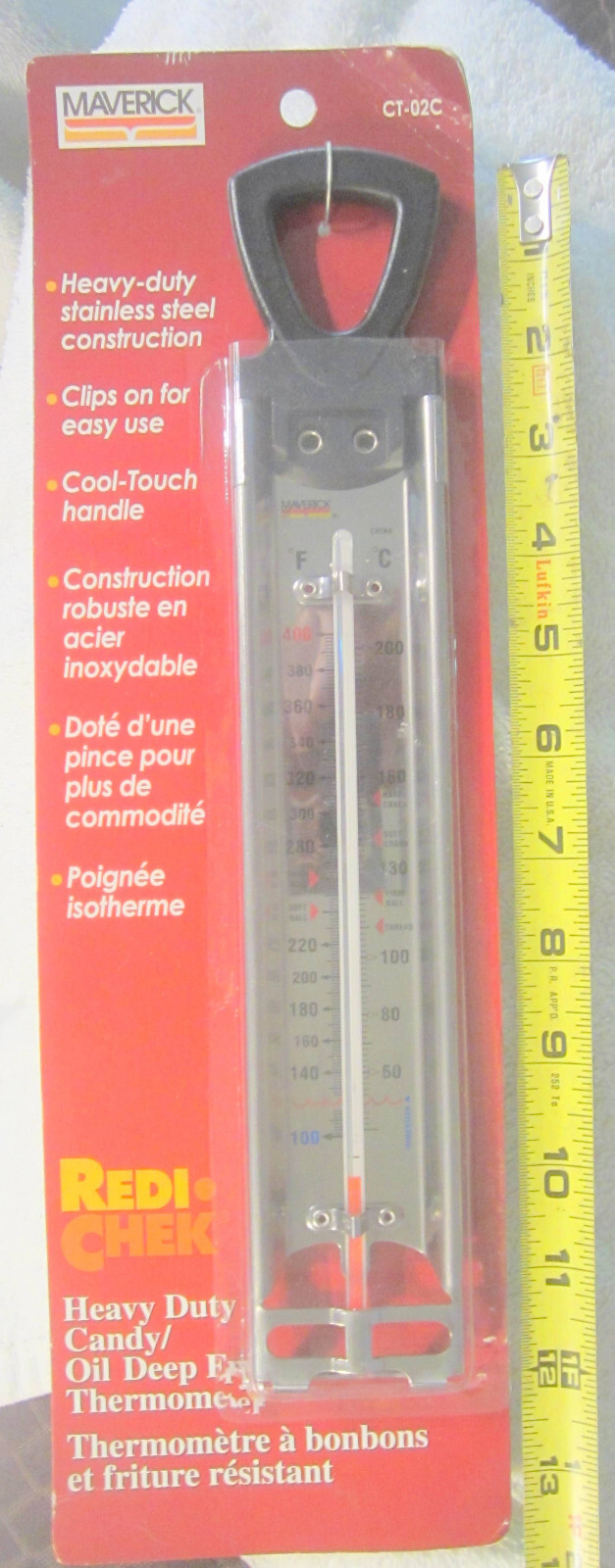 12" Redi Chek Heavy Duty Candy/Oil/Deep Fry Thermometer Stainless Steel Maverick