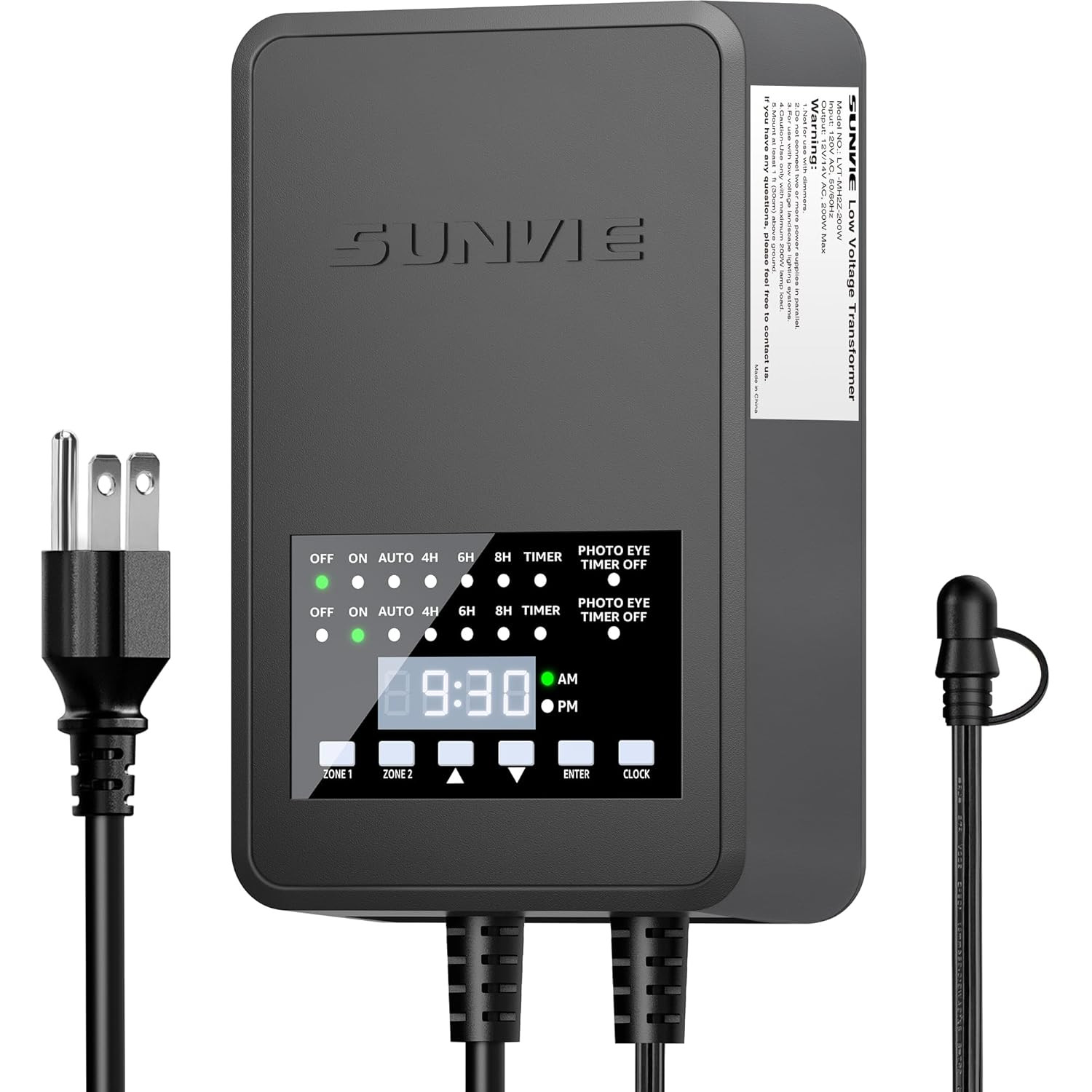 300W Low Voltage Landscape Transformer with Timer & Photocell Sensor