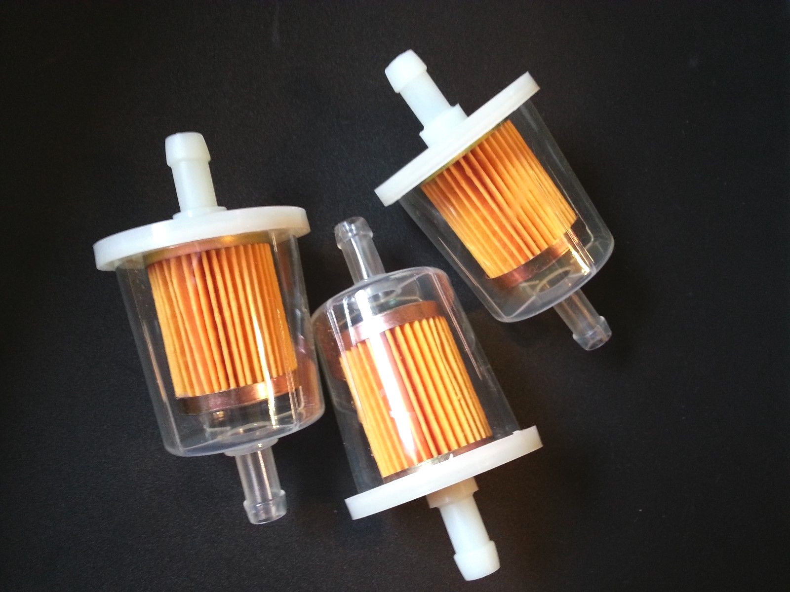 Chevy 3 Clear Inline Gas Fuel Filters 3/8" 9mm 10mm Equipment Garden Tractor NOS
