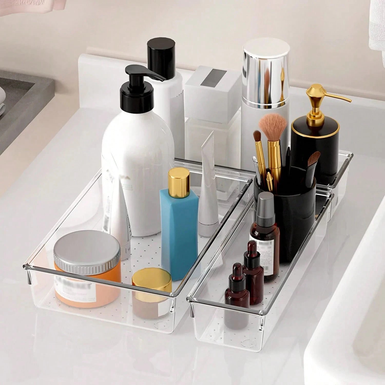 18Pcs Drawer Organizer Set 4 Sizes Multifunctional for Bathroom