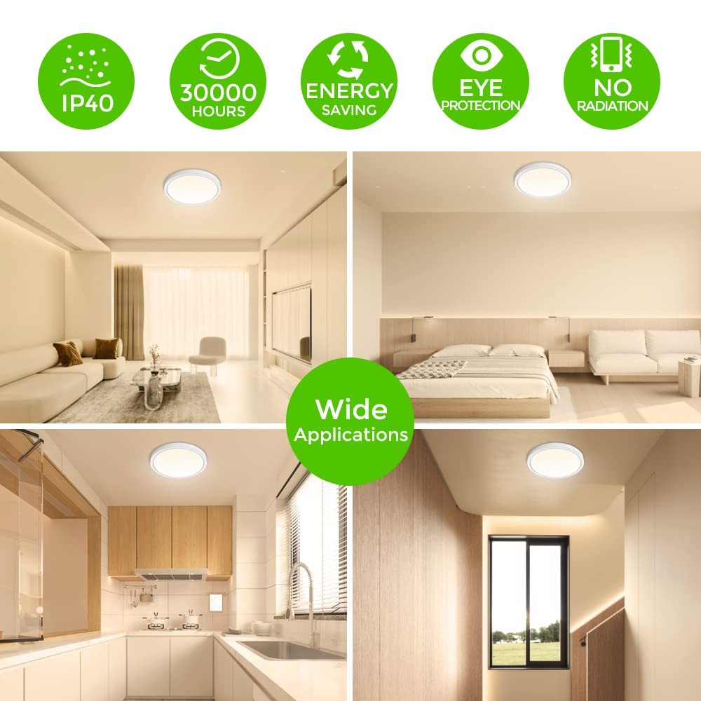 inShareplus 9inch LED Flush Mount Ceiling Light Fixture, 9inch, Warm White