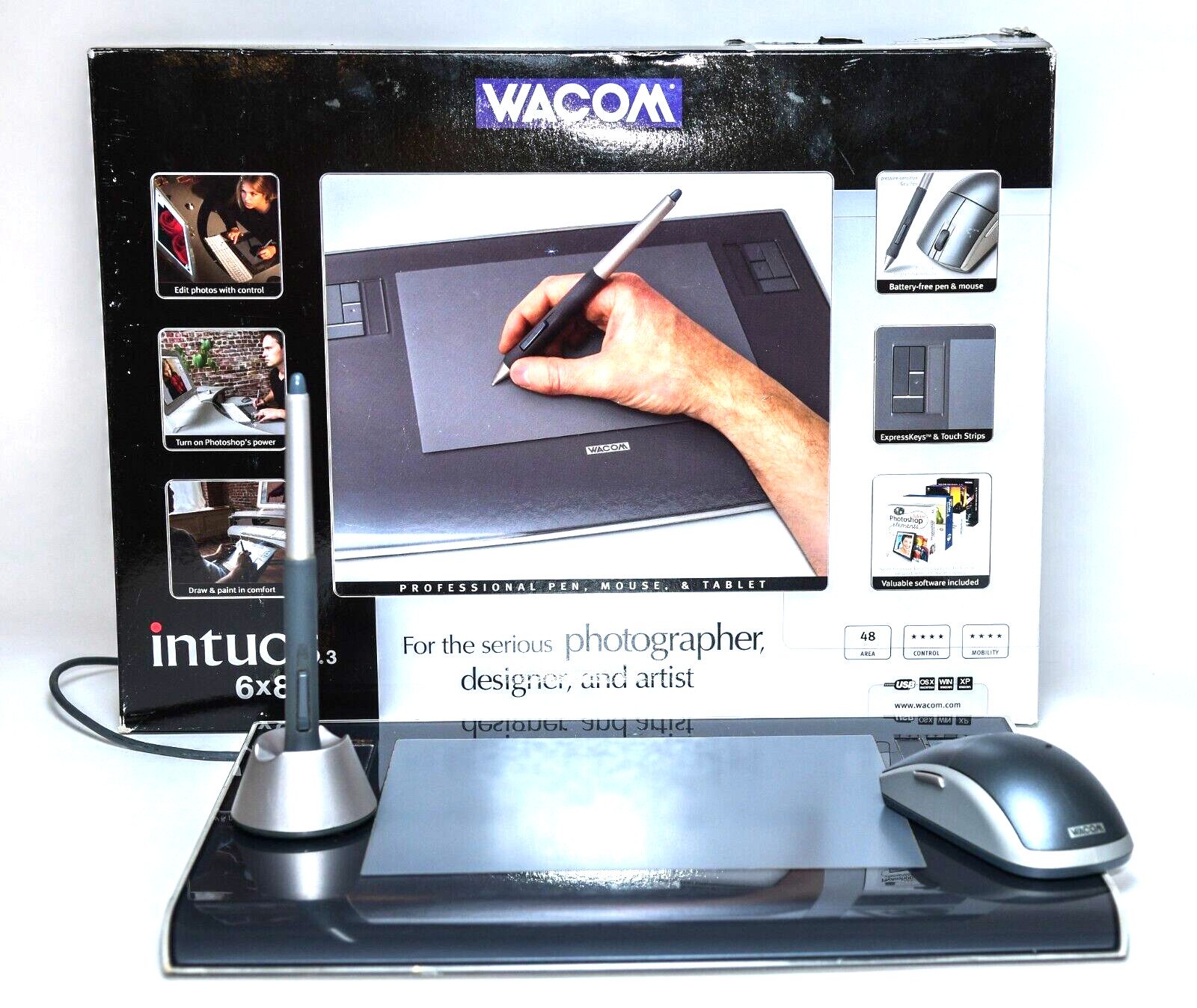 Wacom Intuos 3  6"x 8" Graphics Tablet with Pen and Mouse FAST FREE SHIPPING.