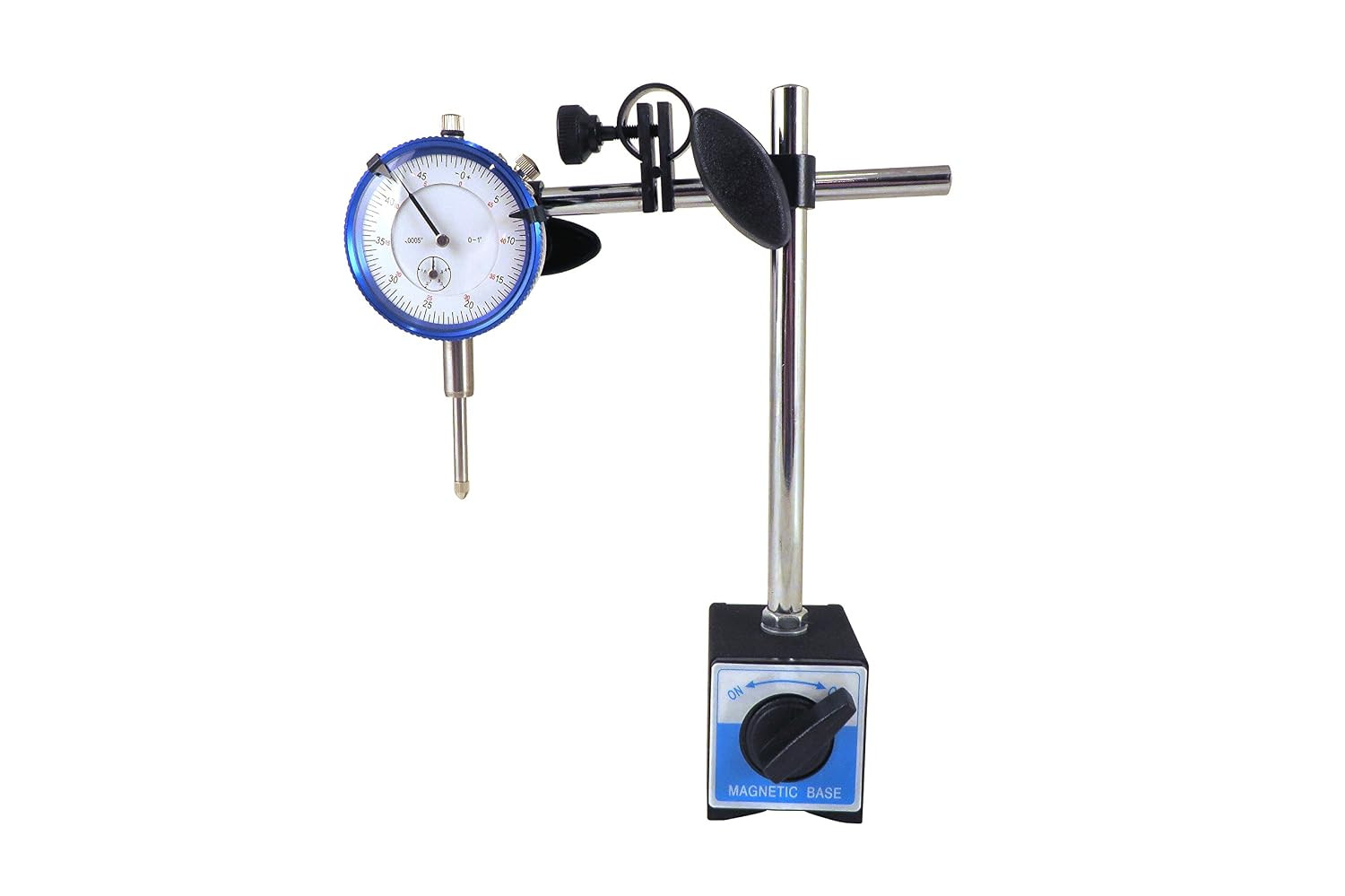 Magnetic Base with Fine Adjustment and SAE Dial Test Indicator (0.0005 Resolutio